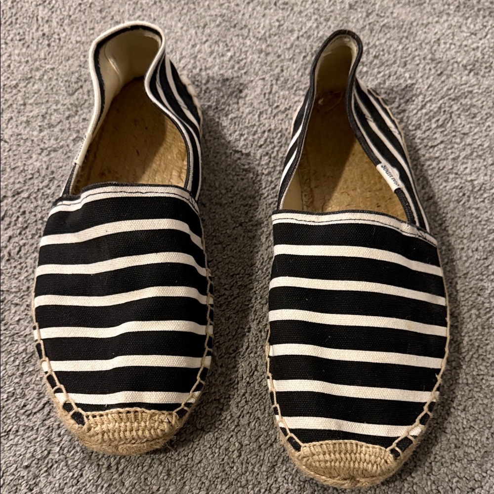 Soludos Black and White Striped Espadrilles
